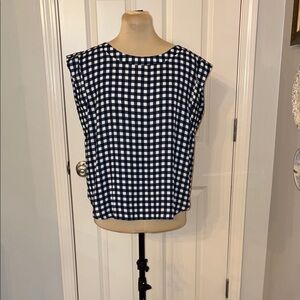 Summer Sale: Ann Taylor Navy and White Boxy Sleeveless Blouse